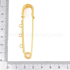 鉄製ラインストーン安全ピンブローチ金具  トリプルループのキルトピン  ゴールドカラー  70x19x7mm  穴：2.8mm&nbsp;IFIN-A021-01C-G