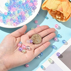 150個3スタイルの透明アクリルビーズ  ab色メッキ  ラウンド  コーンフラワーブルー  6~10mm  穴：1.8~2mm  50個/スタイル&nbsp;MACR-YW0003-96A