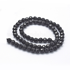 天然石オブシディアンビーズ連売り  多面カット  ラウンド  6~6.5mm  穴：1mm  約68個/連  15.7インチ（40cm）&nbsp;G-P335-14-6mm