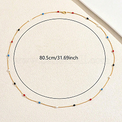 Colorful Oval Beads Brass Snake Chain Long Necklaces for Daily Wear&nbsp;GI2691