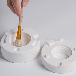 ティーカップセラミックモールドスランプ＆ハンプモールドセット  石膏型 セラミック容器型  陶器の粘土型  フローラルホワイト  95~105x95~105mm&nbsp;CELT-PW0001-189C
