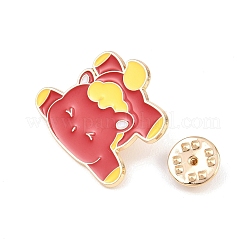 馬のエナメルピン  バックパック用合金ラペルピンバック  ライトゴールド  レッド  26.5x31.5mm&nbsp;JEWB-I057-05KCG-01