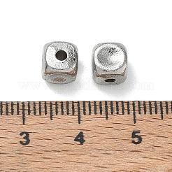 合金ビーズ  正方形  プラチナ  6x6x7mm  穴：1.6mm&nbsp;AL-CBA5B8E-17P