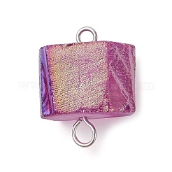 Electroplated Natural Quartz Beads Connector Charms&nbsp;PALLOY-JF02457-02