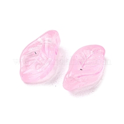 ガラスビーズ  葉  パールピンク  12x6.5x5mm  穴：0.8mm&nbsp;GLAA-D303-08B