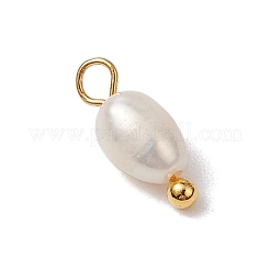 天然淡水真珠ポテトチャーム  真鍮のループを有します  ゴールドカラー  13x4.5mm  穴：2mm&nbsp;X-PALLOY-JF03202-01
