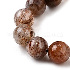 天然ブラックゴールドルチルクォーツビーズ連売り  ラウンド  12.5mm  穴：1~1.2mm  約32個/連  15~15.39インチ（38.1~39.1cm）&nbsp;G-H093-B03-12mm