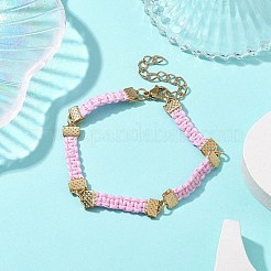 Braided Waxed Polyester Rectangle Link Chain Bracelets&nbsp;BJEW-JB10000-02