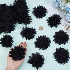 20個の花のポリエステル装飾アクセサリー  ブラック  100x6mm&nbsp;DIY-GF0013-29B