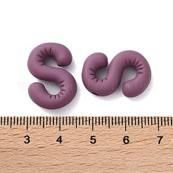 スプレープリント合金ペンダント  ラバー加工スタイル  パープル  文字S  22x15x6mm  穴：1.5mm&nbsp;FIND-C062-08S