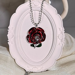 Gothic Style Alloy Enamel Red Rose Flower Vintage Pendant Necklaces for Women&nbsp;GR0561