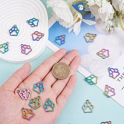 25個の合金ペンダント  カドミウムフリー＆ニッケルフリー＆鉛フリー  犬の足跡  虹色  19x16x1mm  穴：2mm&nbsp;FIND-SZ0003-30