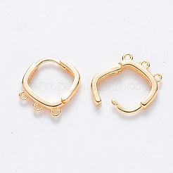 真鍮製のハギーフープピアス  ニッケルフリー  水平ループ付き  18KGP本金メッキ  14x12.5x2.5mm  穴：1mm  ピン：0.9x1.2mm&nbsp;KK-T049-14G-NF