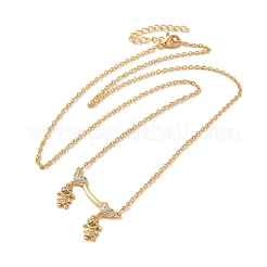 Brass Micro Pave Clear Cubic Zirconia Girls and boys Pendant Necklaces for Valentine's Day&nbsp;NJEW-K381-01A-G