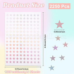 レーザーペットプラスチックステッカー  スター  213x142x0.1mm  ステッカー：10x10mm&nbsp;DIY-WH20011-43D