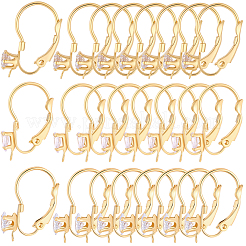 30Pcs 3 Styles Brass Micro Pave Clear Cubic Zirconia Leverback Earring Findings&nbsp;KK-BBC0027-45