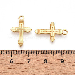 304ステンレスペンダント  イオンプレーティング（ip）  クロスチャーム  18KGP本金メッキ  20x13x2mm  穴：2mm&nbsp;STAS-N109-89G