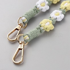 コットンロープショルダー携帯ストラップ  金属クラスプ付  携帯電話ケースアクセサリー  花  きいろ  123cm&nbsp;AJEW-WH20026-01P