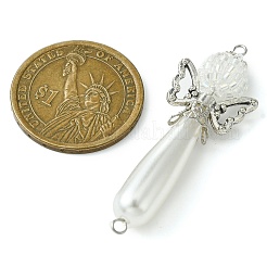 Acrylic Imitation Pearl & Glass Angel Connector Charms&nbsp;PALLOY-MZ00288