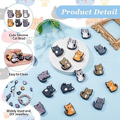 6色のプラスチックビーズ  猫の形  ミックスカラー  30x24x9mm  穴：3mm  4個/カラー  24pc&nbsp;FIND-HS0001-05