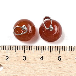 天然カーネリアン（染色・加熱）のアップルチャームと真鍮のスナップオンベイル  プラチナ  12x13mm  穴：7x4mm&nbsp;G-L614-D02