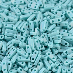 MIYUKIクォーターティラビーズ  日本製シードビーズ  2穴  （qtl412fr）マットな不透明なターコイズグリーンab  5x1.2x1.9mm  穴：0.8mm  約2400個/50g&nbsp;SEED-X0054-QTL0412FR