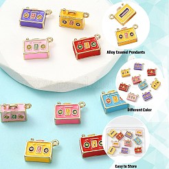 12本6色合金エナメルペンダント  ラジオ  ゴールドカラー  ミックスカラー  11x15x5mm  穴：1.5mm  2個/カラー&nbsp;FIND-CJ0005-76