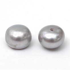 半円形の天然養殖淡水真珠ビーズ  染め  片穴  グレー  7x5mm  半分穴：0.8mm  48pairs /カード&nbsp;PEAR-R015-49