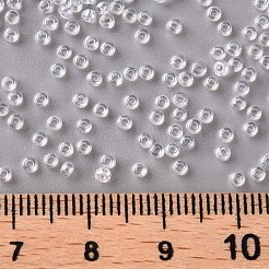 12/0 FGBグレードAラウンドガラスシードビーズ  透明色は光沢の  透明  12/0  2x1.5mm  穴：0.3mm&nbsp;SEED-Q011-F503