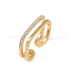 304 Stainless Steel Micro Pave Cubic Zirconia Cuff Rings&nbsp;RJEW-P153-02G