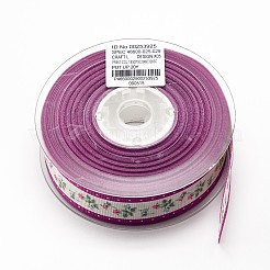 フラワープリントグログランリボン  パープル  1インチ（25mm）  約100ヤード/ロール（91.44メートル/ロール）&nbsp;ORIB-L004-04