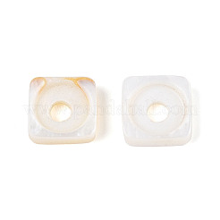 天然淡水シェルビーズ  正方形  貝殻色  7x7x2mm  穴：2mm&nbsp;BSHE-T014-16