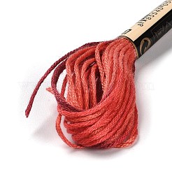 10かせ 6層ポリエステル刺繍フロス  クロスステッチの糸  セグメント染め  レッド  0.5mm  約8.75ヤード（8m）/かせ&nbsp;OCOR-K006-A37