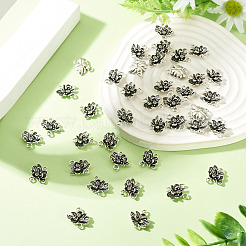 チベットスタイルの合金コネクタチャーム  アンティークシルバー  花  14.5x14x4mm  穴：2mm  50pc&nbsp;FIND-TADJ0001-10A