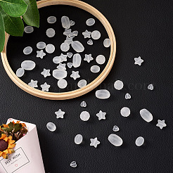 100Pcs 5 Style Transparent Frosted Acrylic Beads&nbsp;FACR-PJ0001-02