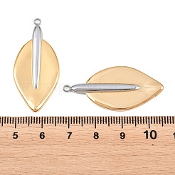 304ステンレスペンダント  葉のチャーム  イオンプレーティング（ip）  本金メッキ&ステンレススチールカラー  38x18x2.5mm  穴：1.5mm&nbsp;STAS-G398-05GP