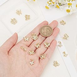 16スタイルの合金ラインストーンチャーム8個  丸カン付き  蝶  ゴールドカラー  9~13x8.5~13x2~2.5mm  穴：2.5mm  2個/スタイル&nbsp;ALRI-AR0001-06