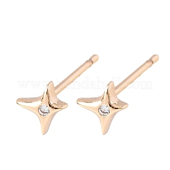 Brass Micro Pave Clear Cubic Zirconia Star Stud Earrings&nbsp;EJEW-L278-06G