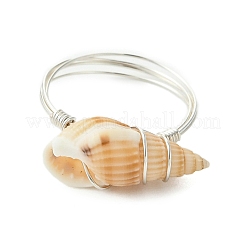 Natural Spiral Shell Finger Rings&nbsp;RJEW-TA00172-02