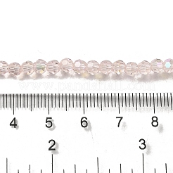 電気メッキ透明ガラスビーズ連売り  ファセット（32ファセット）  ラウンド  虹メッキ  ピンク  4mm  穴：0.7mm  約87~93個/連  32~33cm&nbsp;LS-EGLA-A035-T4mm-L20
