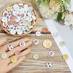 2 Bags 2-Hole Printed Wooden Buttons&nbsp;BUTT-SP0001-21