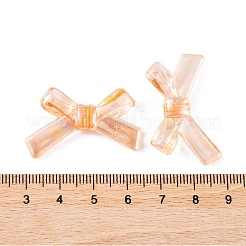 透明なアクリルビーズ  ABカラーメッキ  蝶結び  オレンジ  21x34.5x6.5mm  穴：1.6mm  約390個/500g&nbsp;MACR-L006-04A