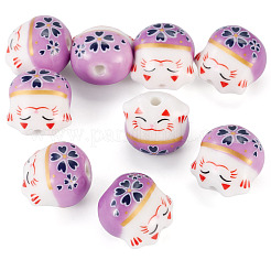 9Pcs Handmade Printed Porcelain Beads&nbsp;PORC-TADJ0001-01A