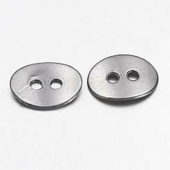 チベット風のボタン  カドミウムフリー＆ニッケルフリー＆鉛フリー  オーバル  ガンメタ色  14x11x1mm  穴：2mm&nbsp;TIBE-ZN48623-B-FF