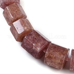 Natural Strawberry Quartz Hexagon Prism Graduated Beaded Necklaces for Women Men&nbsp;NJEW-K388-03U