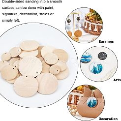 96個5スタイルの天然木製サークルペンダント  バリーウッド  15~35x4~5mm  穴：1.6~2mm&nbsp;WOOD-NB0001-83