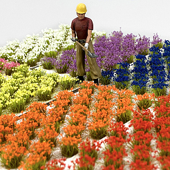 ナイロンミニ草の房  人工芝モデル  DIYサンドテーブル素材用  スチールブルー  11~16mm&nbsp;AJEW-WH20120-06C
