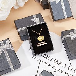 厚紙のネックレスボックス  リボンのちょう結びとスポンジの内側  長方形  ブラック  7x5x2.5cm&nbsp;CBOX-PH0001-09