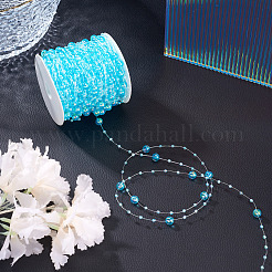 Acrylic Round Beaded Link Chains&nbsp;DIY-MB0007-001D