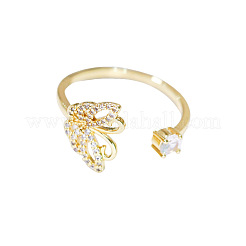 Adjustable Brass Micro Pave Cubic Zirconia Cuff Rings&nbsp;FS-WGDCDFA-01